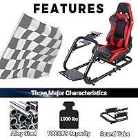 Vista 4 de Hottoby G29 Racing Simulator Cockpit with Racing Seat Steering Racing Wheel Stand Fit for Logitech G25 G27 G920 Thrustmaster Racing Simulator Seat