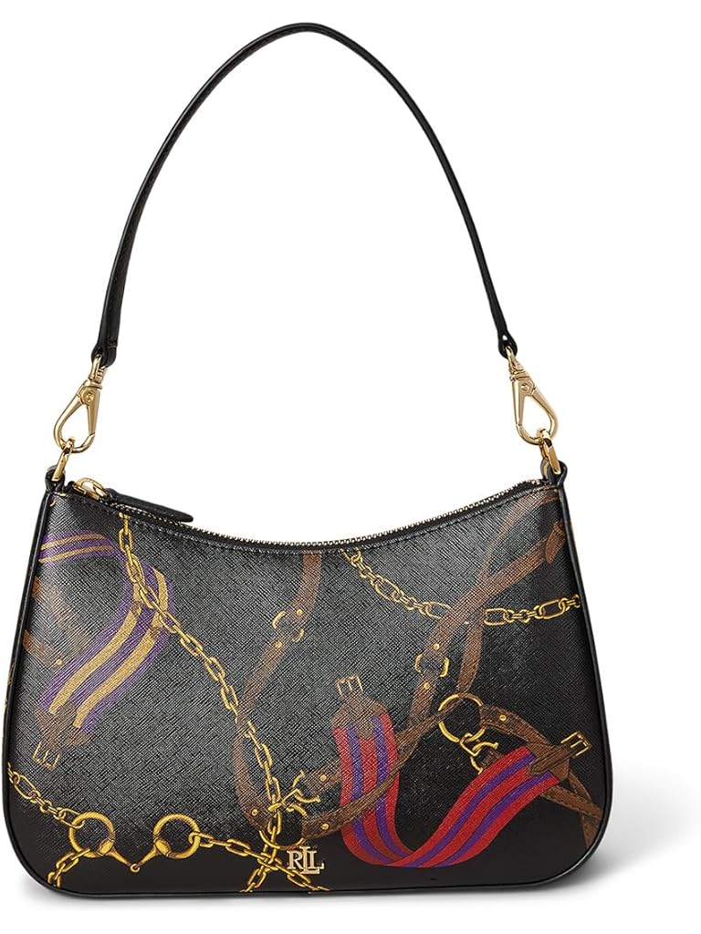 Black Lauren Ralph Lauren Belting-print Leather Medium Danni Bag