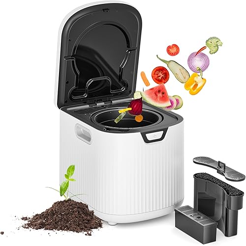 Compostador eléctrico para cocina, máquina de compostaje inteligente Ouaken de 3L para interiores, para encimera, reciclador de alimentos compacto