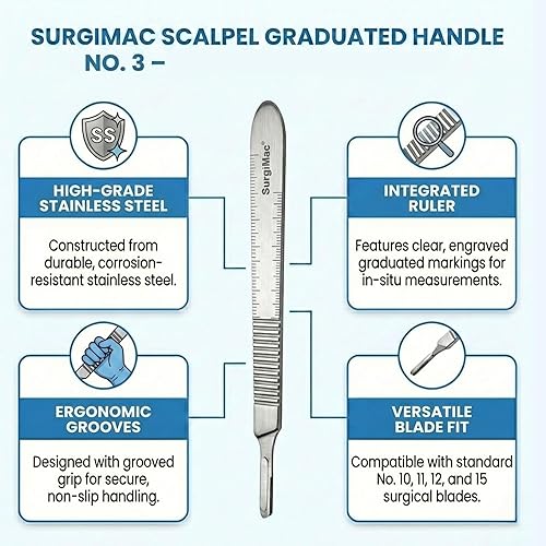 Miniatura 6 de Instrumentos quirúrgicos dentales del acero inoxidable de la manija No. 3 del bisturí graduados