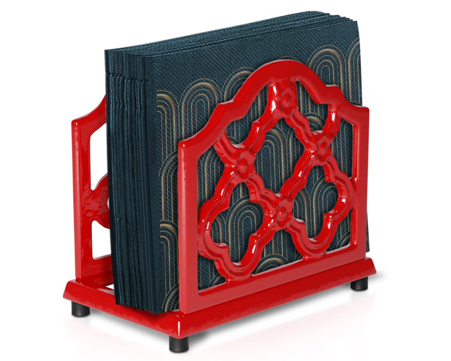 Vintage Red Cast Iron Napkin Holder - Rustic Metal Napkin Holder Organizer for Kitchen, Restaurant, and Home Decor - Durable and Stylish Cast Iron Design