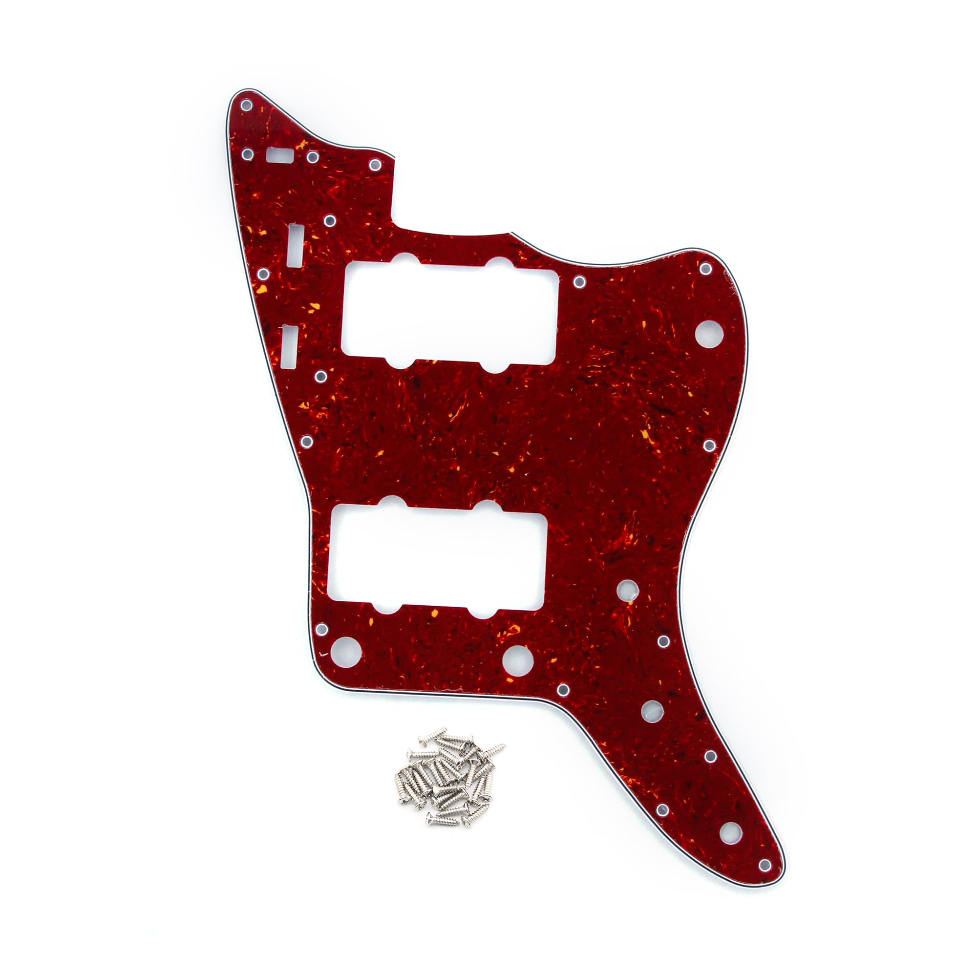 FLEOR Guitar Parts 13-Hole Pickguard Scratch Plate Fit American Made Vintage FD JM Style 65 / 60s Guitar,4-Ply Red Tortoise Shell