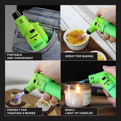 Miniatura 4 de Maven - Encendedor de antorcha de gas butano, 5 unidades, encendedores de llama de chorro ajustables, mini encendedor de butano recargable,