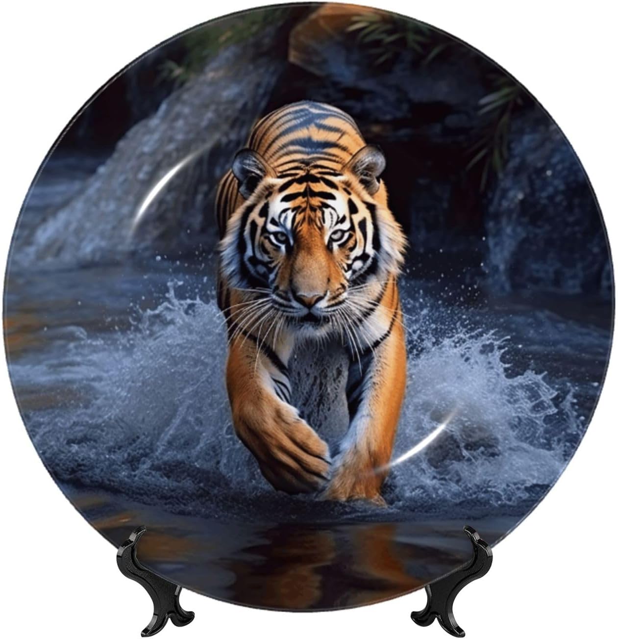 Decorative Plate Art Crafts Bone China Decorative Plate with Display Rack Souvenir Wall Decor Ceramic Ornaments Dinner Plates Ceramic Decoratives Plates for Home Office 10in