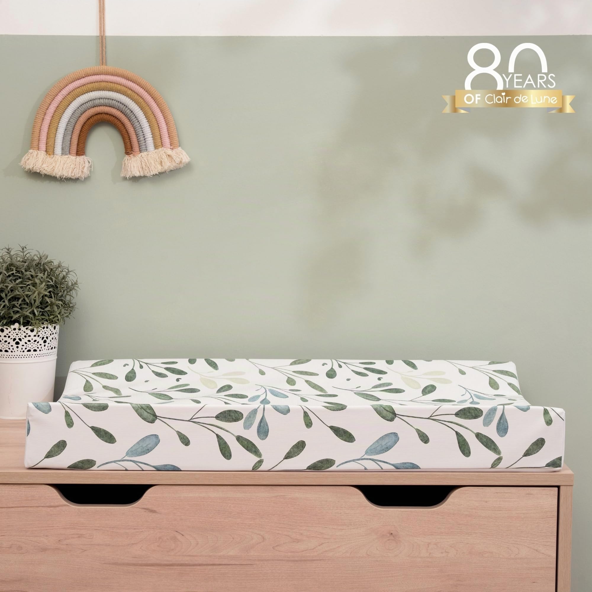 Clair de Lune Materassino fasciatoio anti-rollio con cuneo, 69 x 44 cm, colore: verde oliva