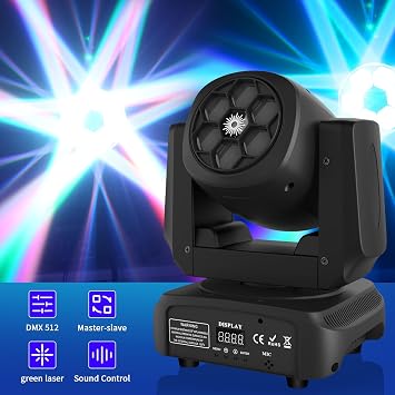 Moving Head DJ Lights 120W LED Beam Eye Wash Moving Head Stage Light,6 x 15W RGBW Wash Light Strobe Light,Sound Activated Control Party Light