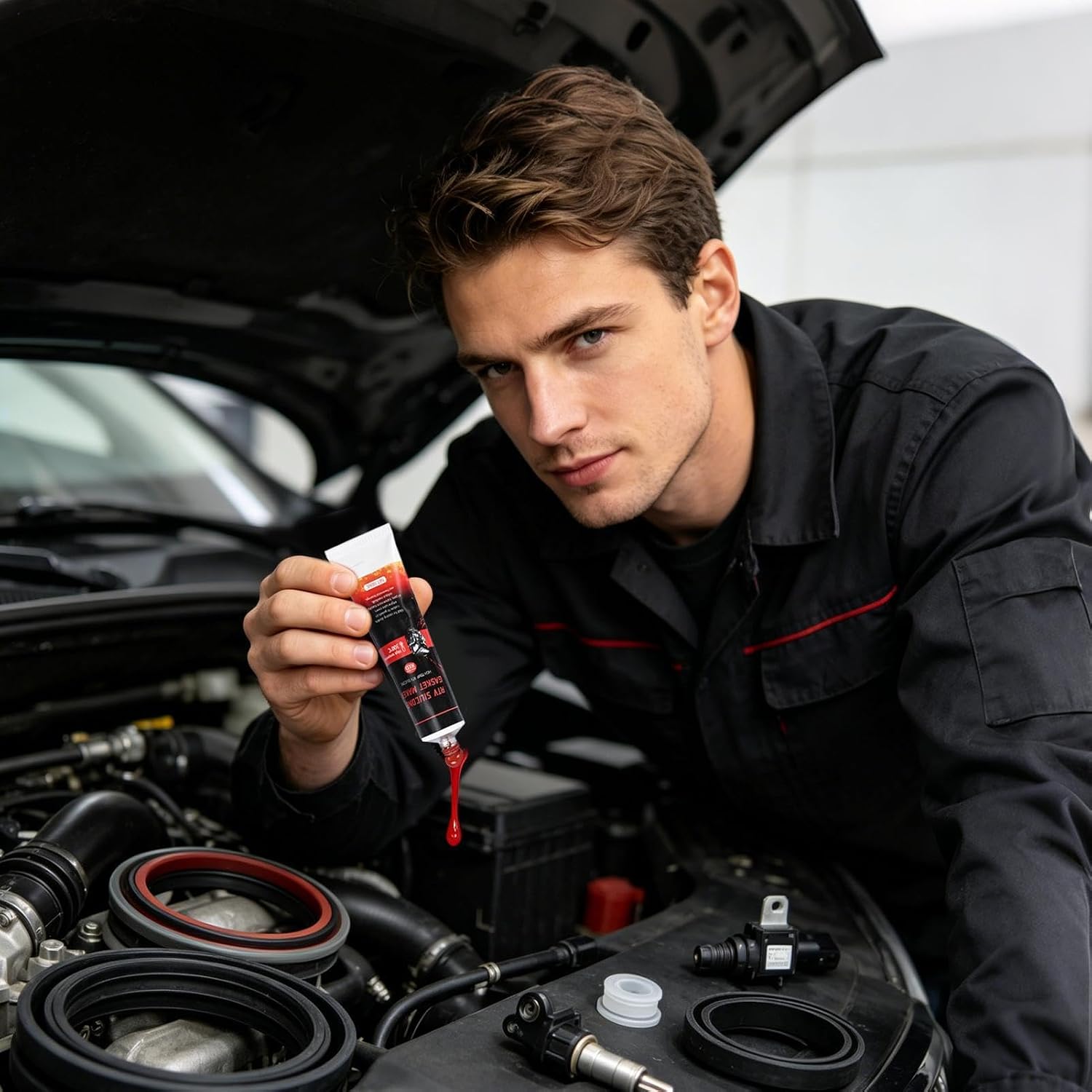 Gasket Sealer Red Silicone Repair Adhesive