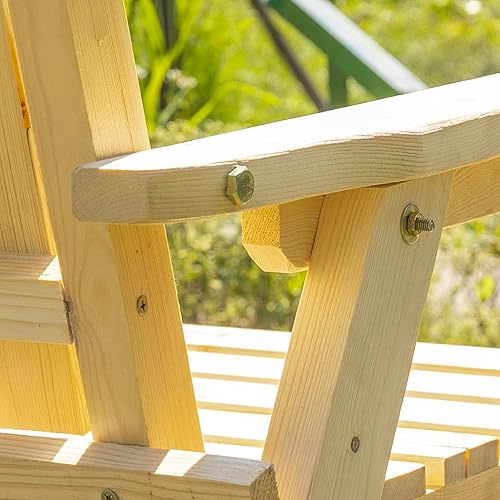 Miniatura 9 de Outsunny Banco de patio, banco de jardín con mesa central y agujero para paraguas, banco de madera al aire libre para patio, porche, junto a la