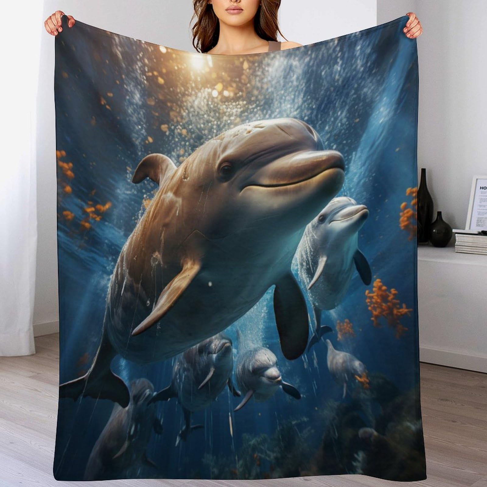 Couvre-lit dauphin en flannel pour chasser le froid sur votre canapé
