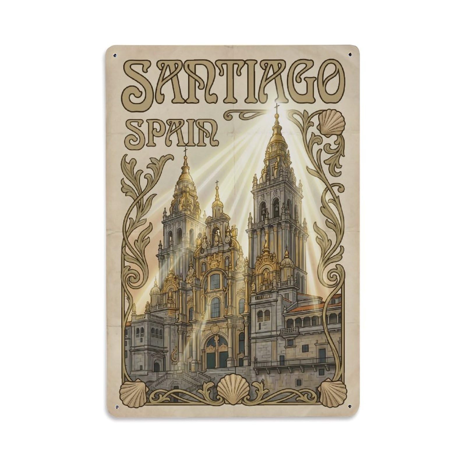 Travel Retro Spain Santiago Metal Tin Sign