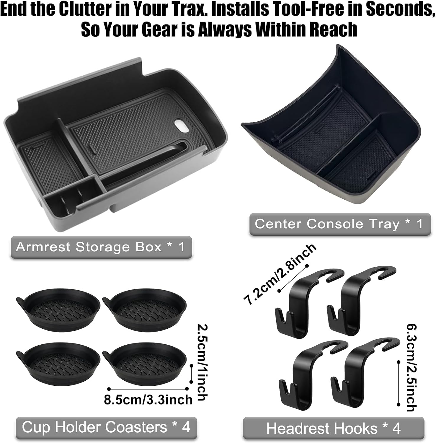 Center Console Orgainzer Kit for 2024-2026 Chevy Trax Accessories Abs