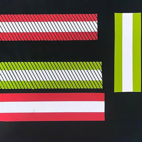 Miniatura 7 de Cinta de vinilo reflectante de transferencia de calor de alta visibilidad para ropa, 2 pulgadas x 5 yardas (rayas rojas fluorescentes)