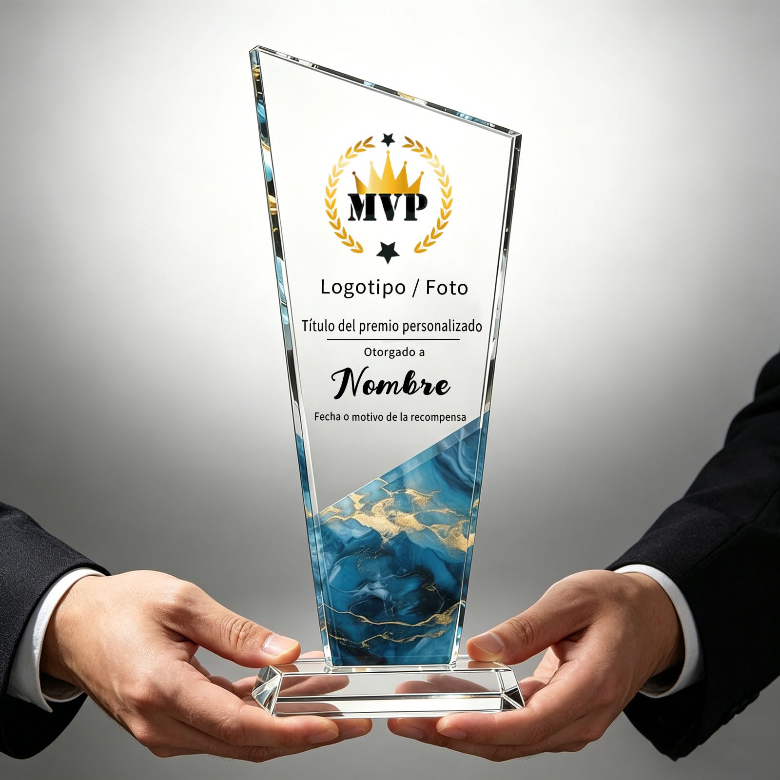 Trofeo Personalizado Cristal K9 con Foto Logo y Placa Conmemorativa Personalizada para Eventos Deportivos, Empresas y Trofeos Colegas Jefes Jubilación y Graduación