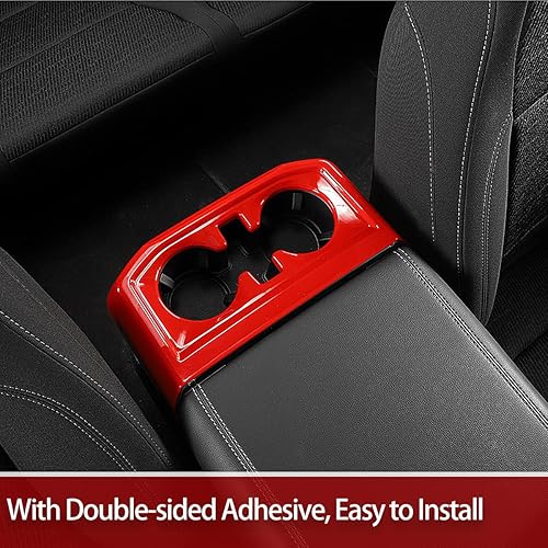 Miniatura 4 de GZXinWei Caja roja para reposabrazos de consola central, portavasos, marco de panel, decoración interior, accesorios para F150 y Raptor 2021 2022