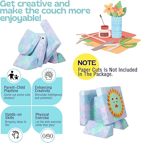 Miniatura 82 de MeMoreCool Sofá infantil para sala de juegos, sofá modular de 10 piezas, sofá convertible de pana, juego de construcción de fuerte de espuma para