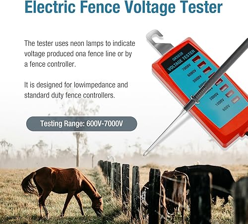 Miniatura 2 de ALLOSUN GK503B Neon - Probador de voltaje de valla eléctrica máximo de 7 kV rojo