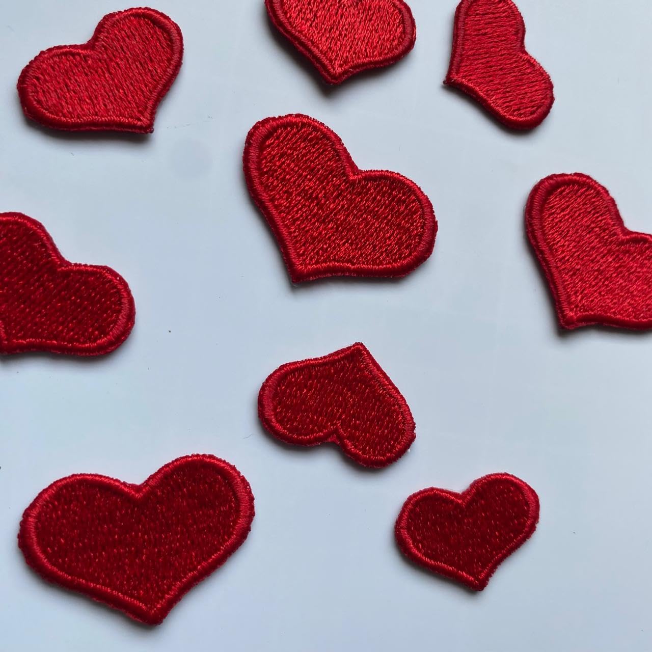 Livi Fashion Red Heart Embroidered Iron On Sew On Patches for Clothes, T-Shirt, Jeans, Jackets, Bags, 2x2.5 to 2.5x3.5 cms | Pack of 10 (6 Small+ 4 Large Size)-image-17