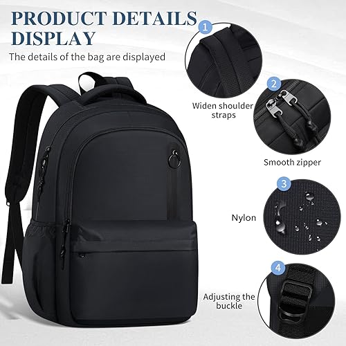 Miniatura 2 de PRAGARI Mochila escolar para niños, mochila estética para laptop, ligera, para la universidad, viajes, casual, mochila, Gris, Casual, al aire libre,