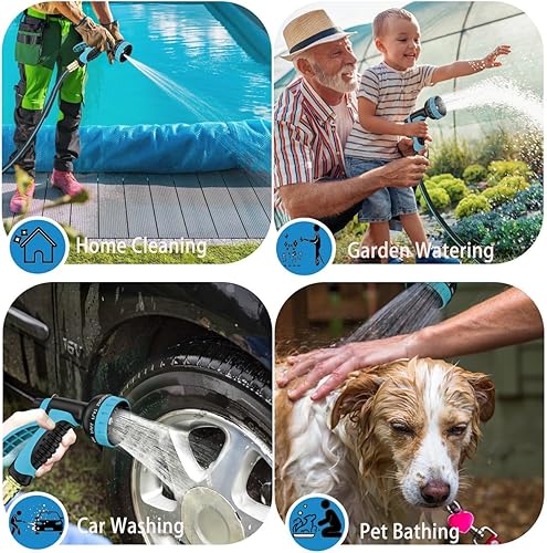 Miniatura 4 de Manguera de jardín no expansible de 100 pies, manguera de agua duradera 2025, manguera de exterior multicapa a prueba de fugas con conectores de