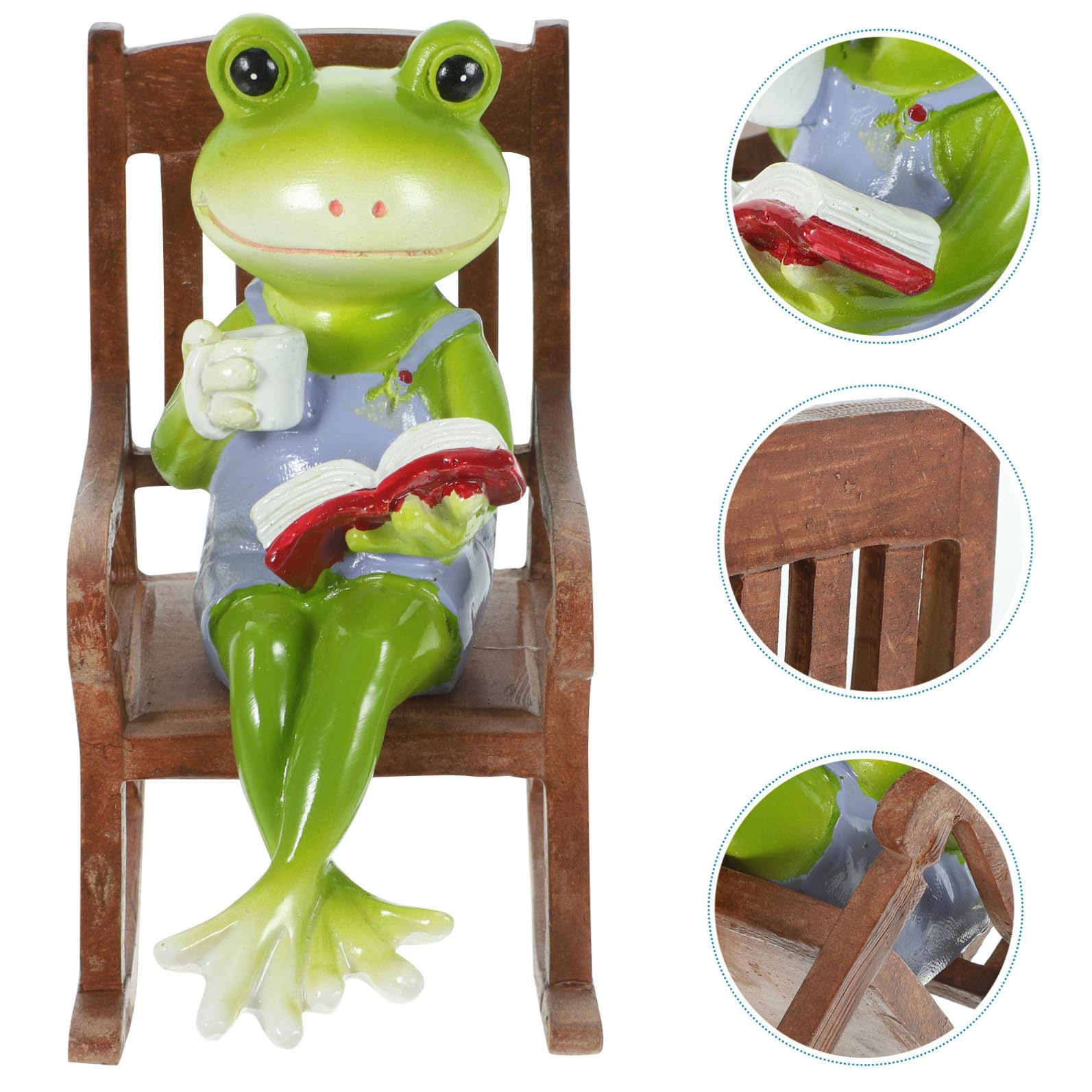 Happyyami 2 Sztuk Żywica Fotel Bujany Dekoracja Krajobrazu Miniaturowa Żaba Rzeźba Żywica Żaba Figurka Żaba Wystrój Ogrodu Żaba W Fotelu Bujanym Nowość Żaba Figurka Bajkowy Ogród Na