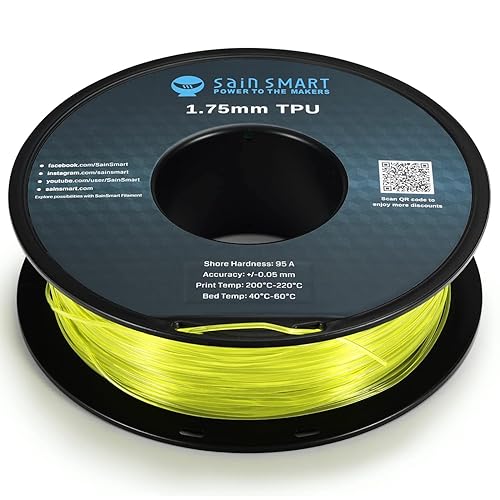 Vista 23 de Bobina de filamentos para impresoras 3D SainSmart, 0.06 pulgadas, flexible, TPU, 1,7 libras, Negro, 1