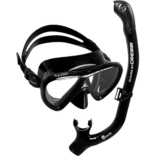 CRESSI Adult Snorkeling Set in Comfortable Pure Silicone - Mask & Semi-Dry Snorkel | Ikarus & Orion