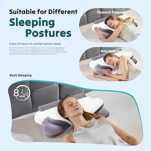 Miniatura 6 de Smug Almohada cervical para el cuello para dormir, almohada ergonómica de espuma viscoelástica con ranura para reposabrazos y funda de almohada