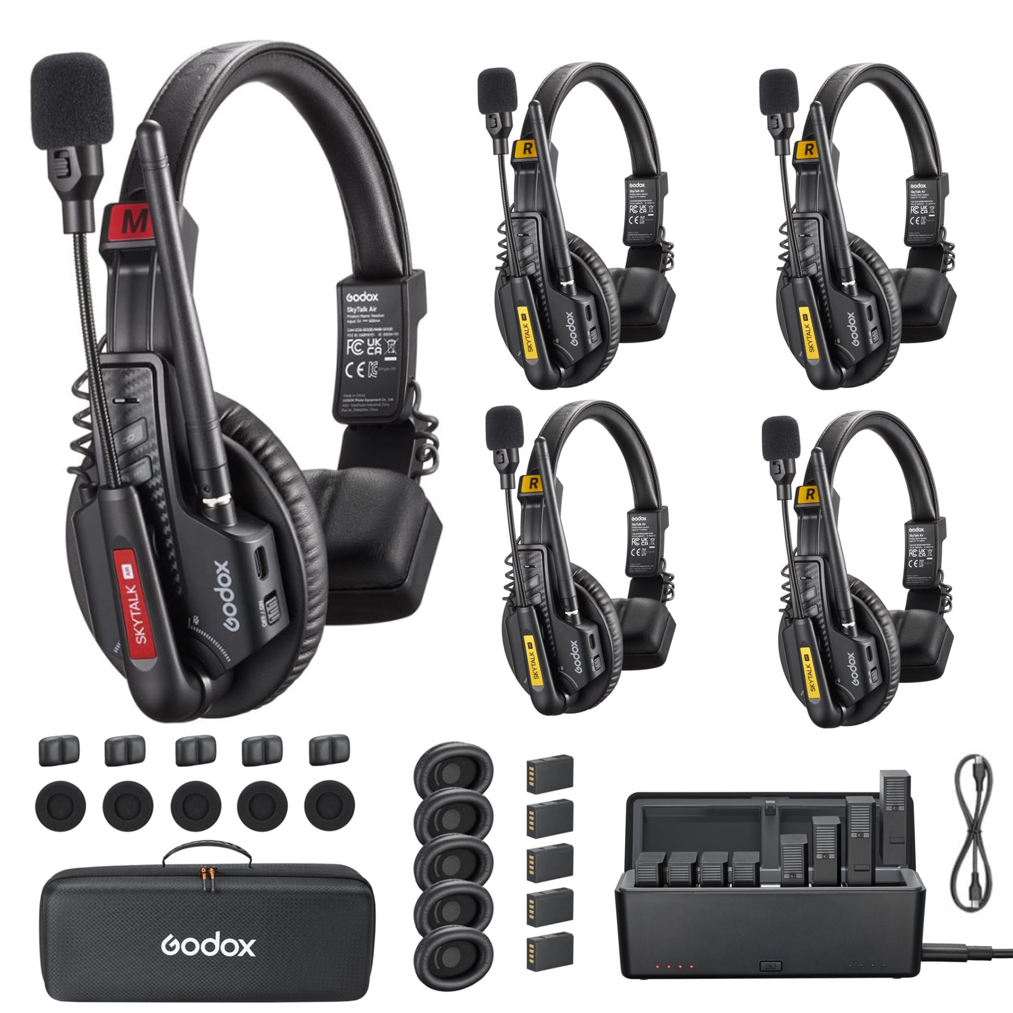 GODOX Skytalk Air 5S Système d'interphone sans fil 2,4 GHz Full Duplex sans fil avec portée de 500 m, suppression du bruit ENC, système de communication de surveillance en temps réel
