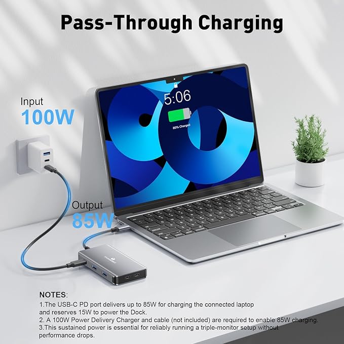 Hub USB C THANDBLE 8 en 1 con 2 HDMI 4K, DisplayPort y 100W PD miniatura 6