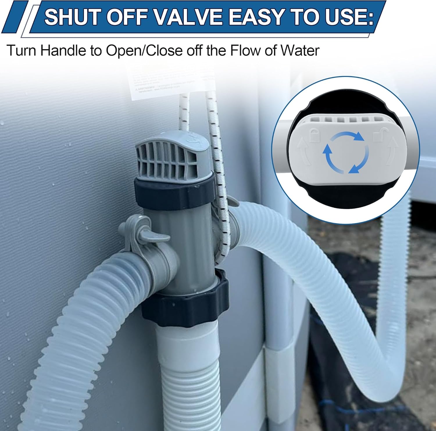 Pool Hose Plunger Valve Kit for Intex Above Ground Pool and Pool Pump, Above Ground Swimming Pool Accessories 11872 Dual Split Hose Plunger Valve Replacement Parts for Intex Filter Circulation System