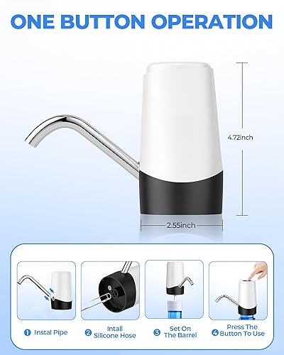 Miniatura 5 de Bomba dispensadora de agua, bomba de agua potable automática de carga USB para mini jarra de agua portátil, ideal para el hogar, cocina, sala de