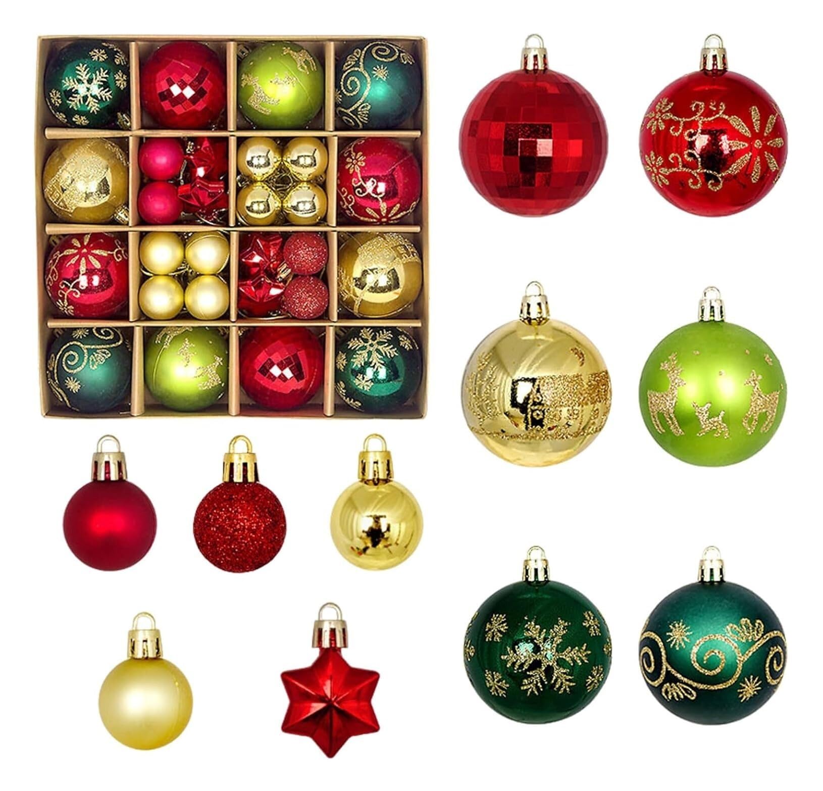 Baumschmuck 44 Stück Weihnachtskugel-Ornamente, Bruchsicherer Weihnachtsbaumschmuck, Hängende Kugeln Für Weihnachten, Urlaub, Party, Dekoration Weihnachtskugeln(B)