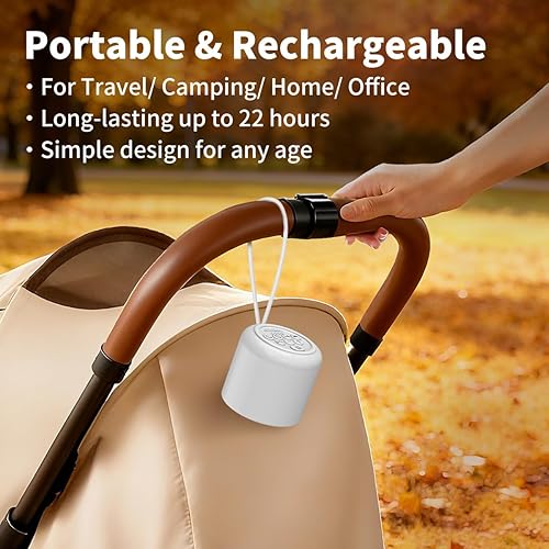 Miniatura 4 de Máquina portátil de ruido blanco, mini máquina de sonido con luz, 30 sonidos relajantes, recargable para adultos, bebés, niños, máquina de ruido