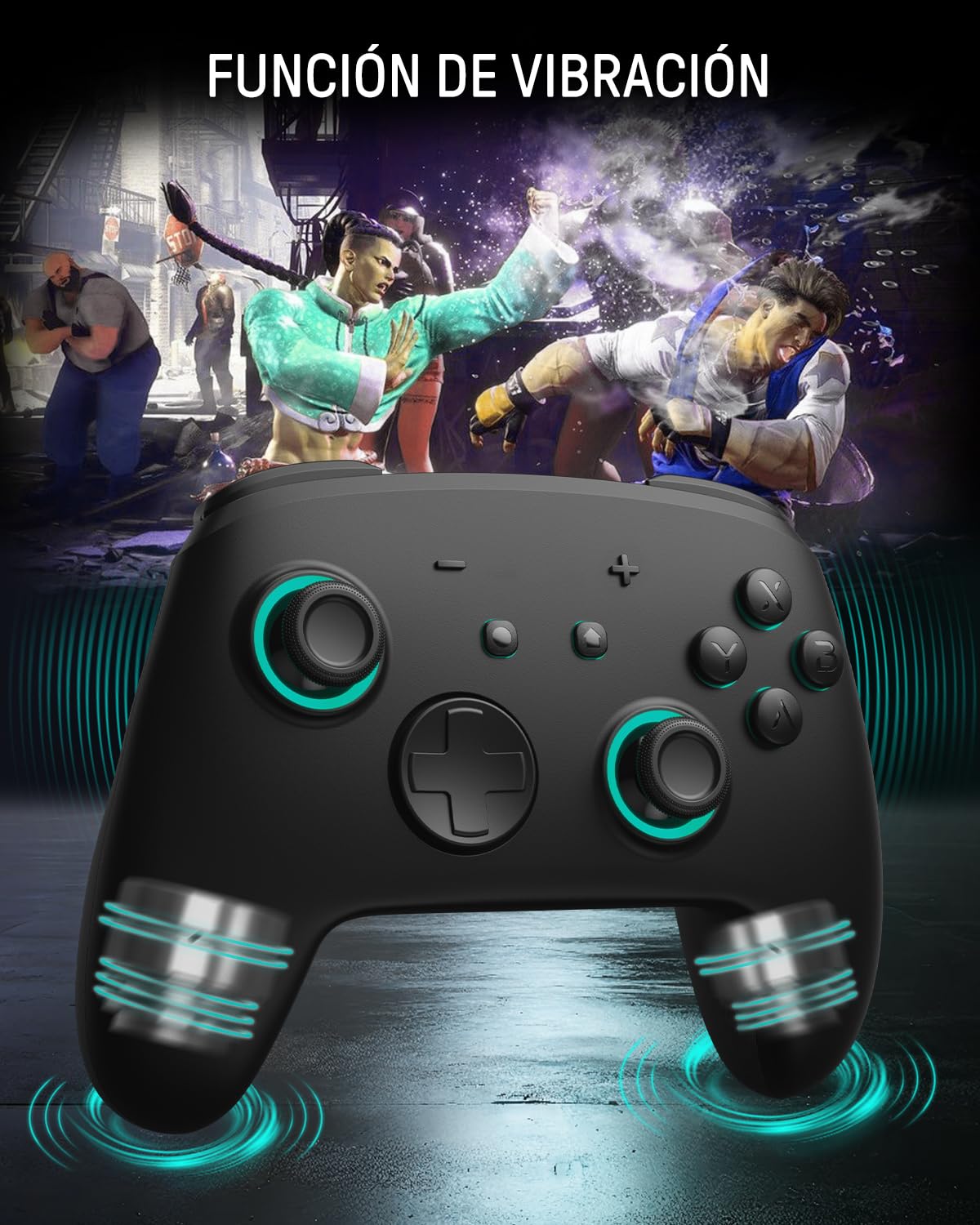 Mando Pro Switch 2, Mando Inalambrico con Base de Carga Compatible con Switch 2/OLED/Lite, Luminex Controller Bluetooth con Efecto Hall/7 LED Colores/Botones Traseros/Turbo/Enlace de App,Minero Negro