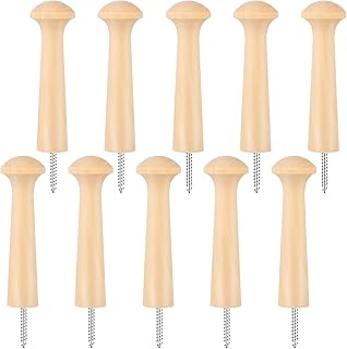 10 Pcs Wooden Shaker Peg Screw-On Solid Wood Hook 3.8 Inch Wooden Pegs Long Unfinished Wood Shaker Pegs Drying Hook for Hanging Clothes Hats Keys Bags Towel