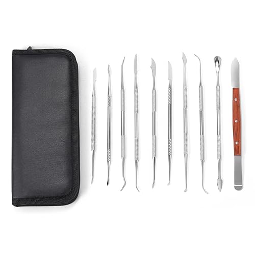 Miniatura 9 de 10 herramientas de tallado de cera instrumentos de depilación dental con estuche juego de talladores de cera de acero inoxidable herramientas de