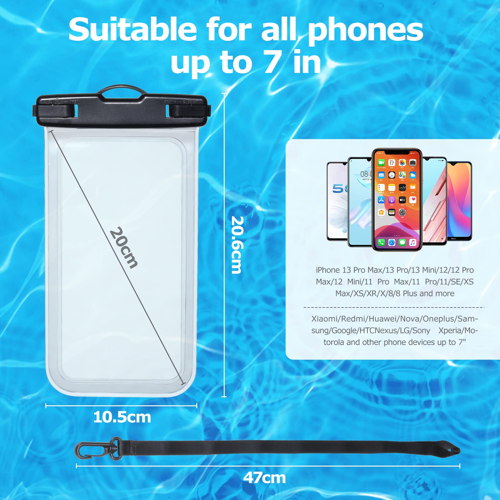 Borsa impermeabile per telefono da spiaggia, 2 l, con custodia