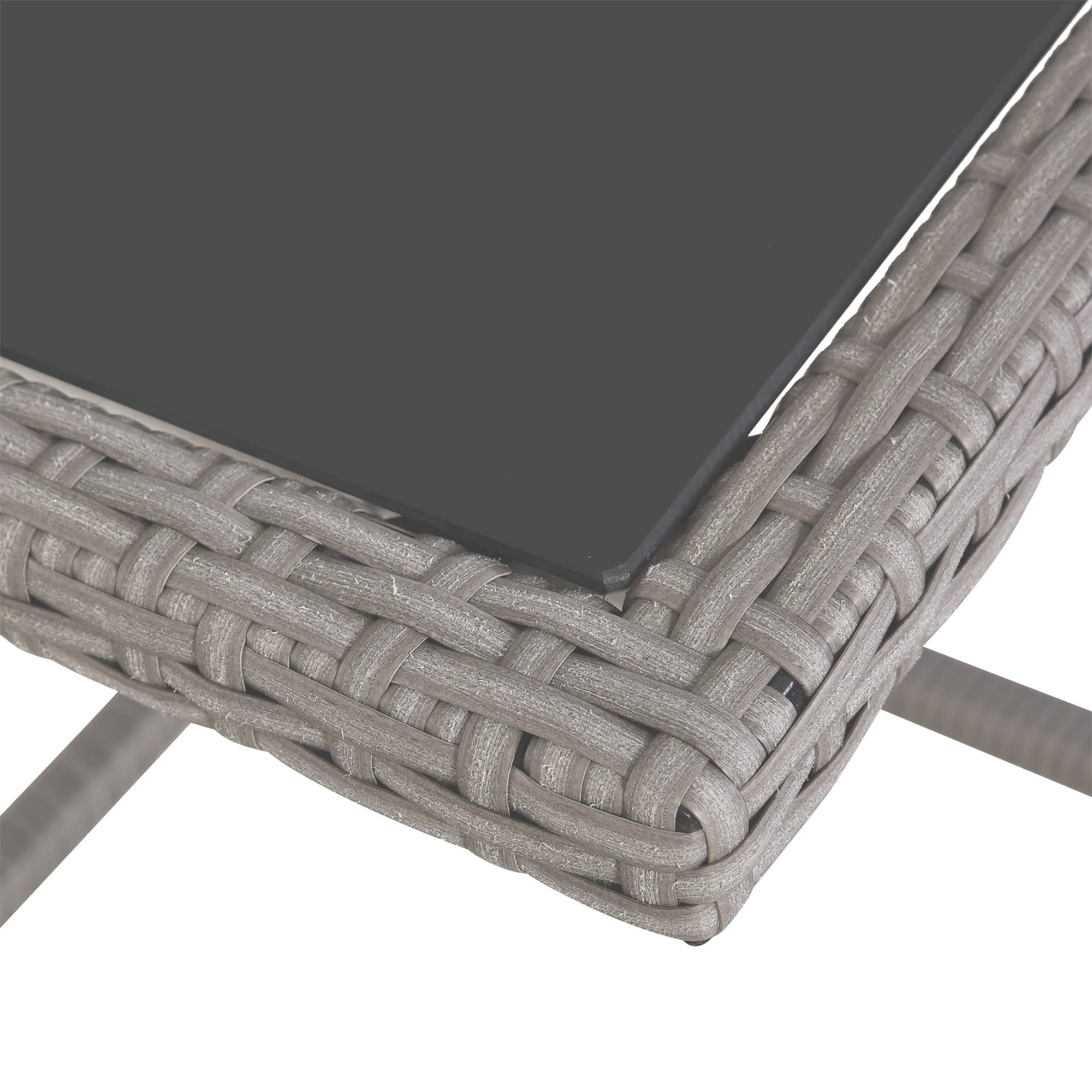 Outsunny Set Mobili da Giardino Esterno Tavolo con 4 Sedie 9pz Grigio | 4 Poggiapiedi, Rattan