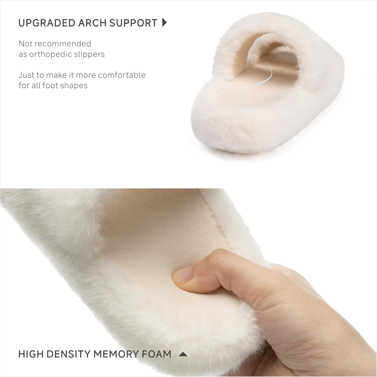 Chantomoo Women's Slippers Memory Foam Slippers for Women Fuzzy Comfy Faux Fur House Furry Indoor Open Two Bands Gift Slippers - Image 4