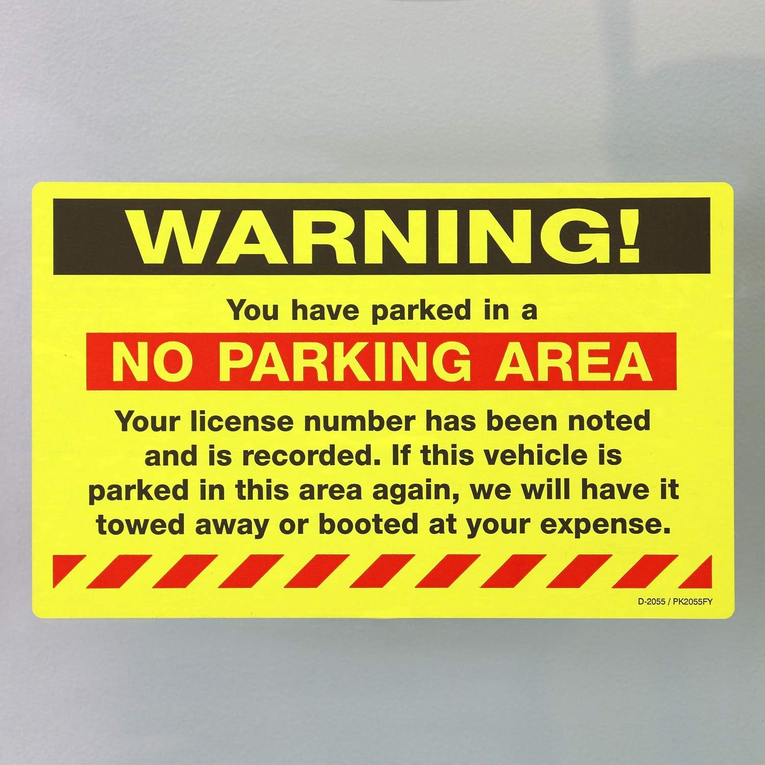 SmartSign 50-Pack "You Have Parked in No Parking Area" Violation Sticker Labels, 5" x 8", License Number Noted Sticker Tickets with Permanent Adhesive, Fluorescent Yellow