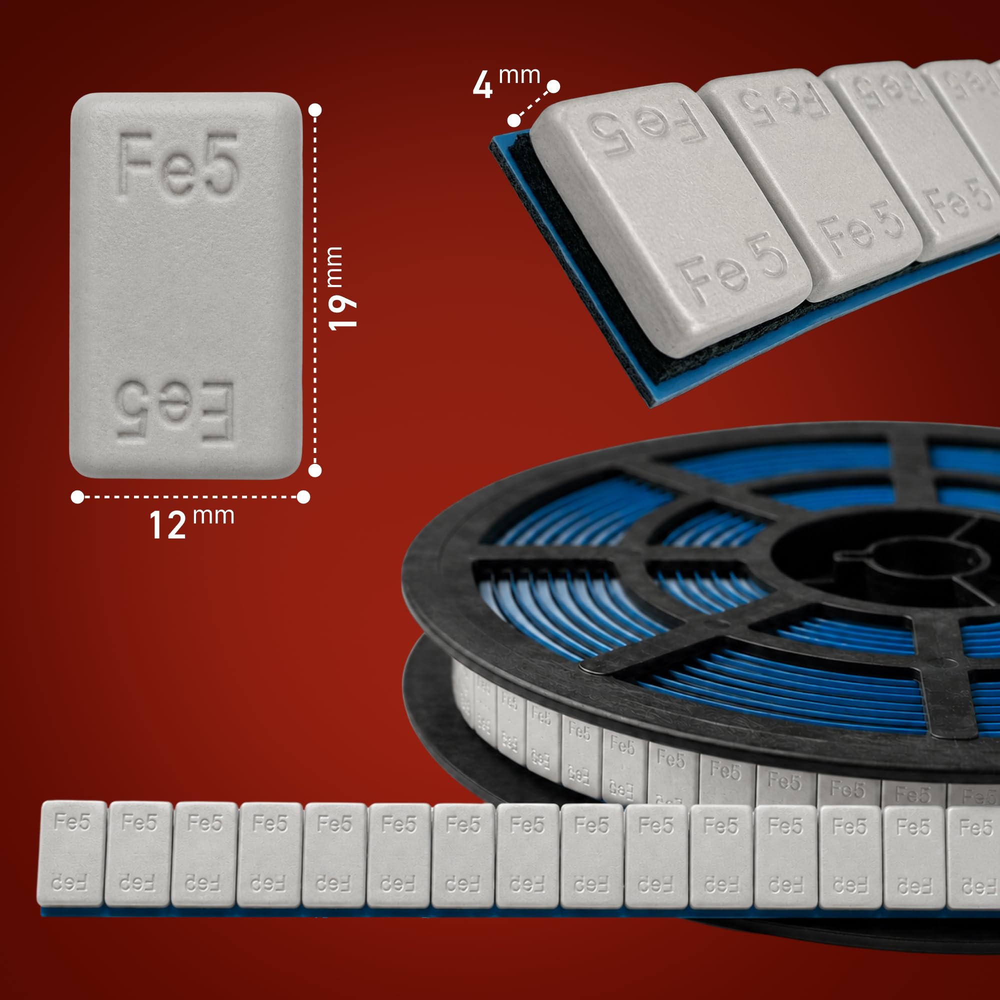 MJW Klebegewichte Rolle 5g beschichtet, 1200 Stück grau