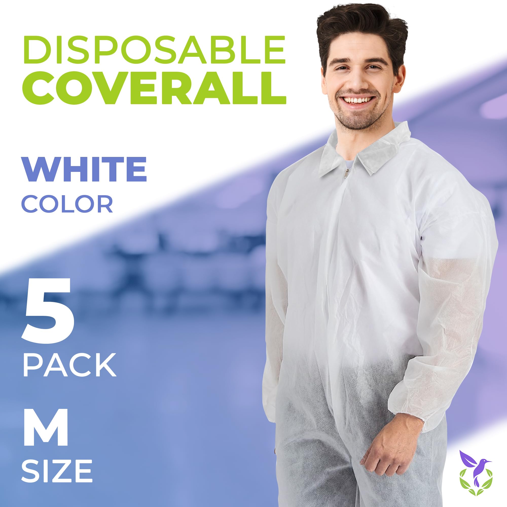 AMZ Medical Supply Disposable Polypropylene Coveralls, Medium