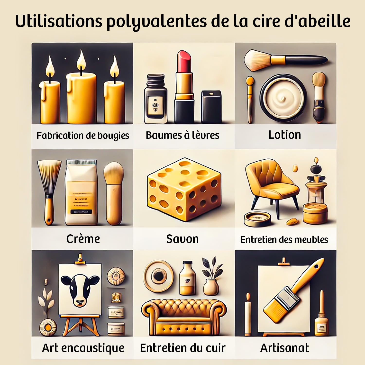 Cire d'abeille jaune 2.2KG - Pastilles de cire d'abeille naturelle pour la fabrication de bougies et projets DIY. Idéale pour des projets de bougies artisanales