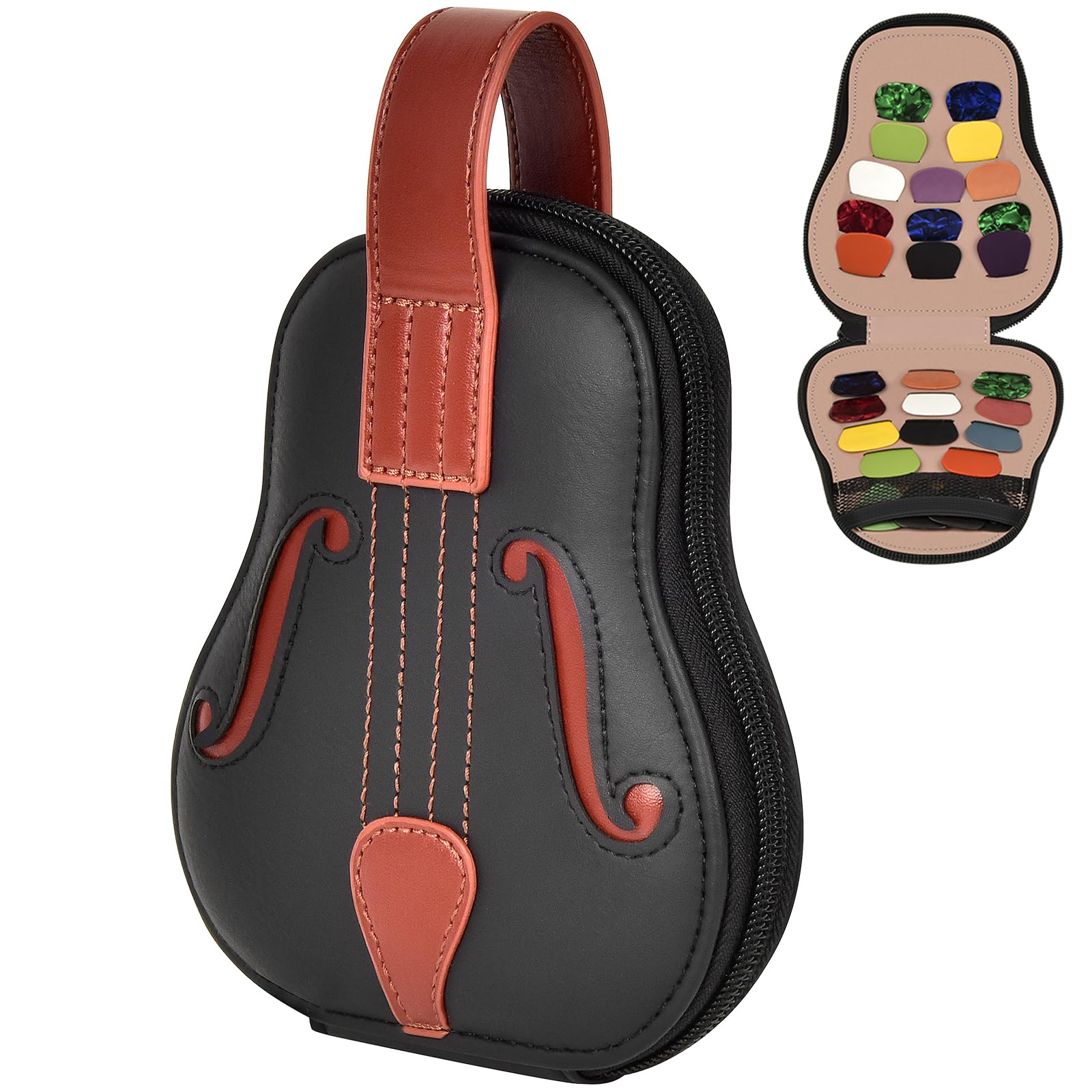 Gitarrenplektren-Halter für 24+ Packungen, Auswahl an Zubehör, Aufbewahrungstasche für Rotopata/Jim Dunlop/für Picko-Plektren für Akustik-, E-Gitarren, Bass-Ukulele (nur Box)