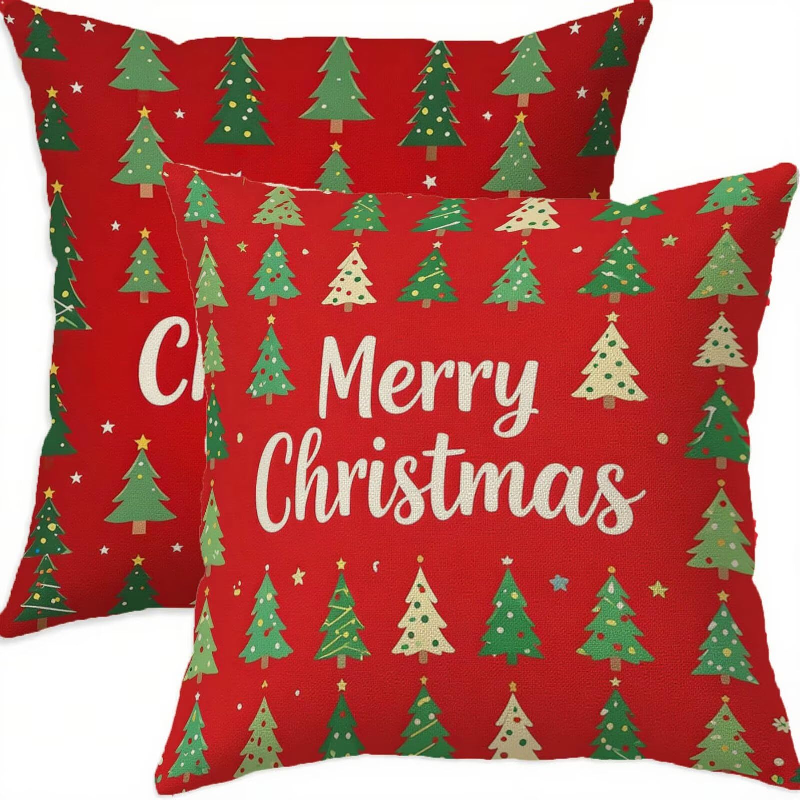 Housse coussin 80x80cm Noël en lin rouge pour sublimer votre canapé de salon