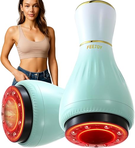 Masajeador eléctrico de drenaje linfático con terapia de pulso y calor, dispositivo de masaje de ventosas de 12 niveles para reducción de celulitis,