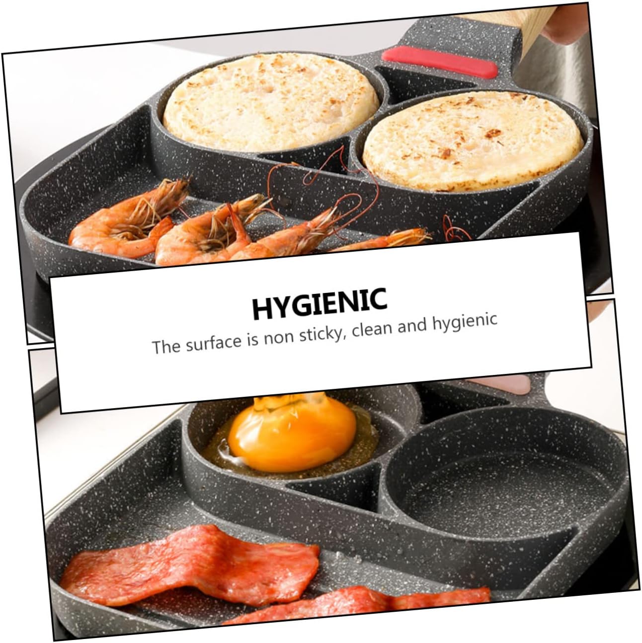PRETYZOOM Nonstick Pancake Frying Pan Divided Sections Versatile for Eggs Bacon and Pancakes Compatible Gas and Induction Cookers Design