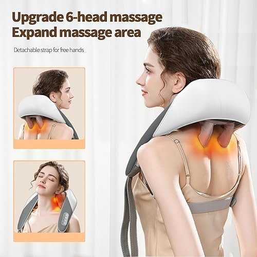 Miniatura 2 de Masajeador eléctrico de cuello, masajeador de hombros Shiatsu con calor, masajeador de cuello y hombros para aliviar el dolor de tejido profundo,