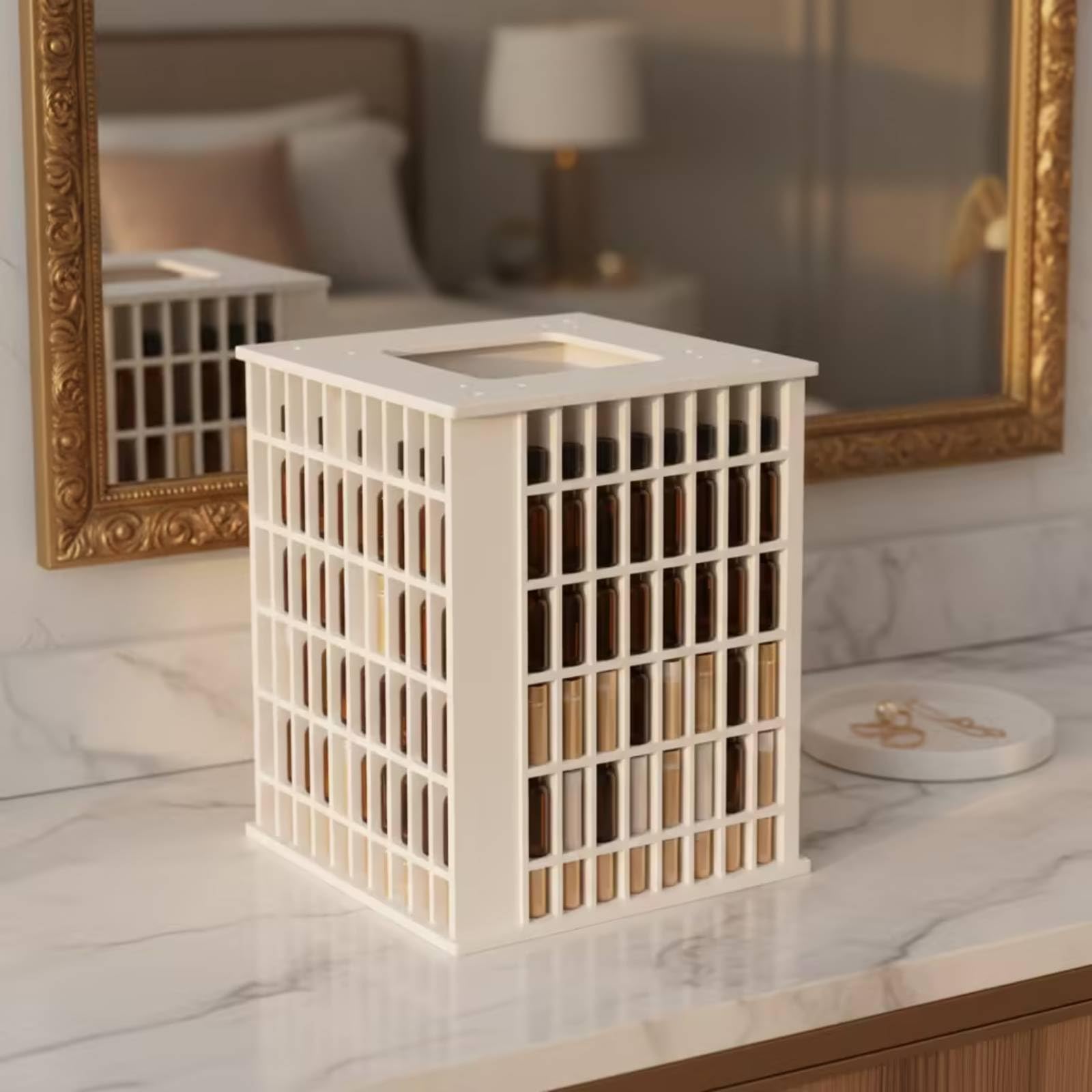 Rotierender Organizer Schreibtisch Organisator Aufbewahrungsbox Stiftehalter Sortierkasten aus PVC mit Verdeckter 360, Drehbarer Quadratischer Organizer, Vertikal, 240 Fächer