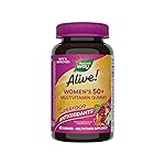 Nature\'s Way Alive! Women\'s 50+ Daily Gummy Multivitamins, Women\'s Supplements, Supports Healthy Heart, Brain & Bones,* B-Vitamins, Mixed Berry Flavored, 60 Gummies (Packaging May Vary)